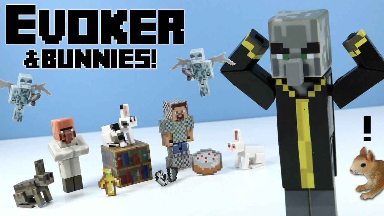 Minecraft Jazwares Series 4 Evoker & Bunnies & Steve with Chain Armor