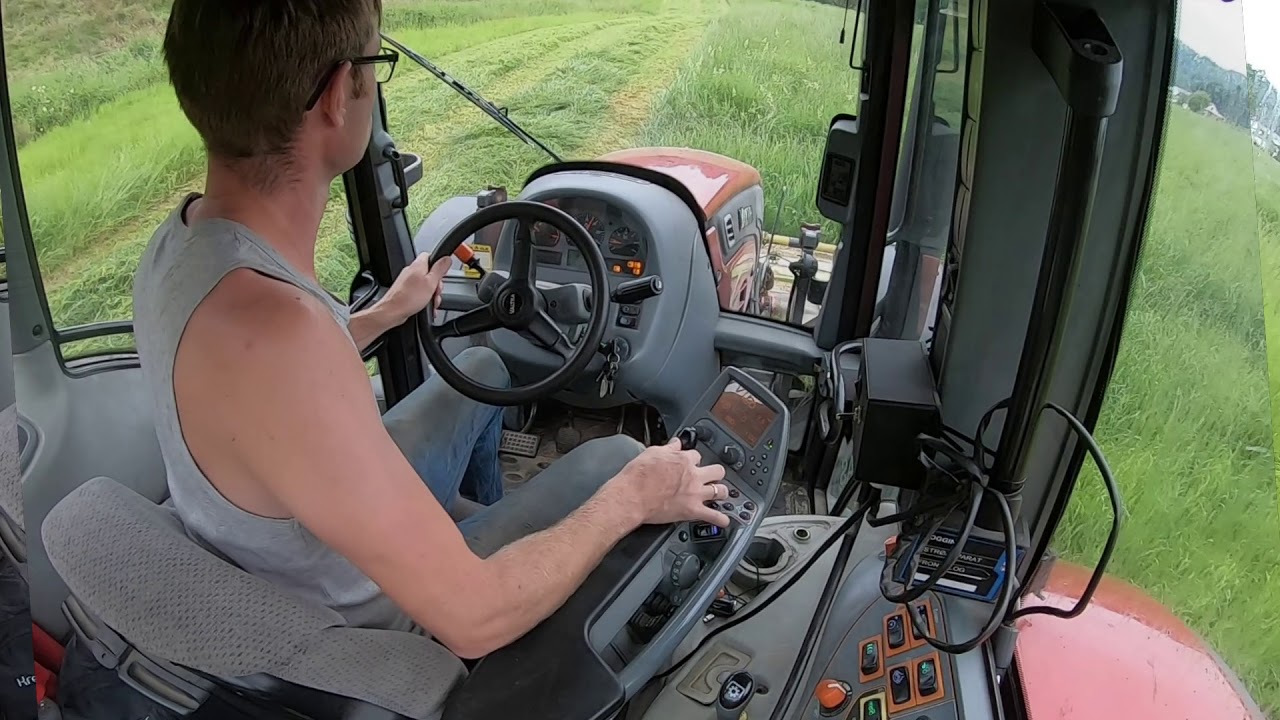 Slått,Valtra N142 Direct, Claas 3100FC front og Claas TC3050 slepeslåmaskin, Norway mowing gras