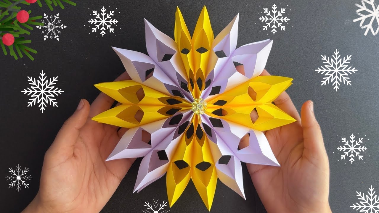 3D paper snowflake / how to make paper snowflakes #christmas #papercrafts #diy