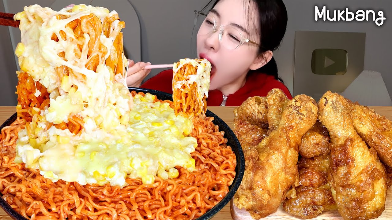 초자극 끝판왕🔥 콘치즈 불닭볶음면 × 허니콤보 먹방 | 달콤·매콤·고소 올킬!!!👍🏻 Buldak Noodles ASMR Mukbang