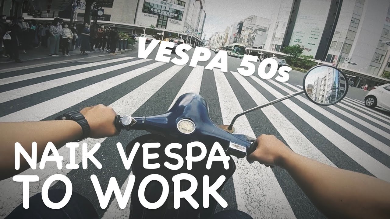 VESPA 50s VLOG NAIK VESPA TO WORK DI KYOTO JEPANG