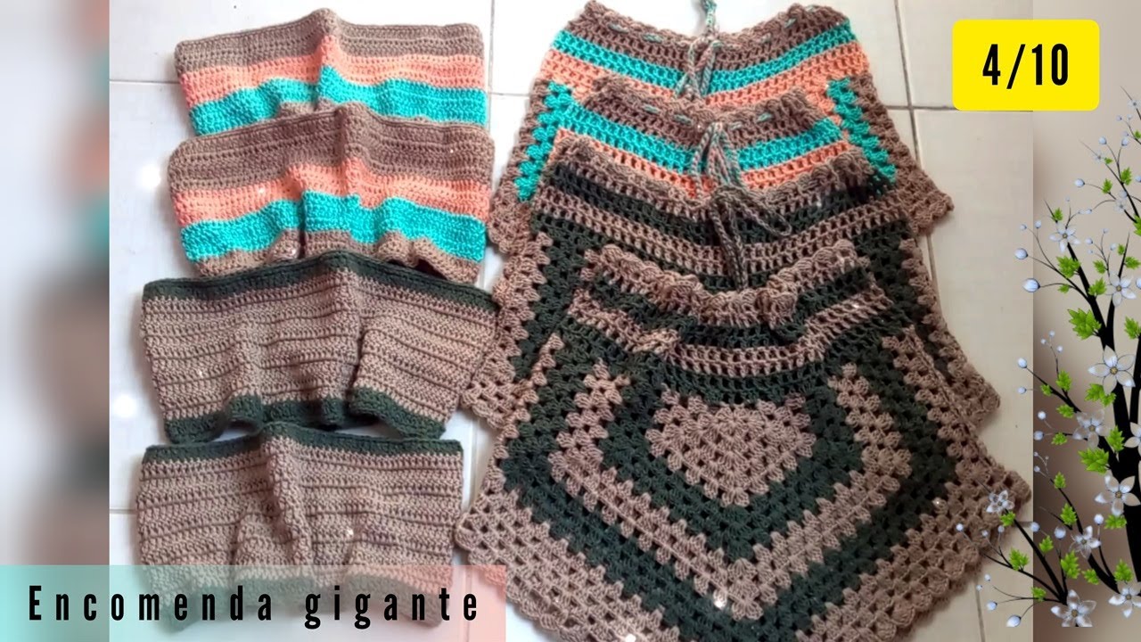 CONJUNTO SHORT E TOP FAIXA BLOGUEIRA CROCH&Ecirc; ENCOMENDA GIGANTE 4/10-TAM M/G