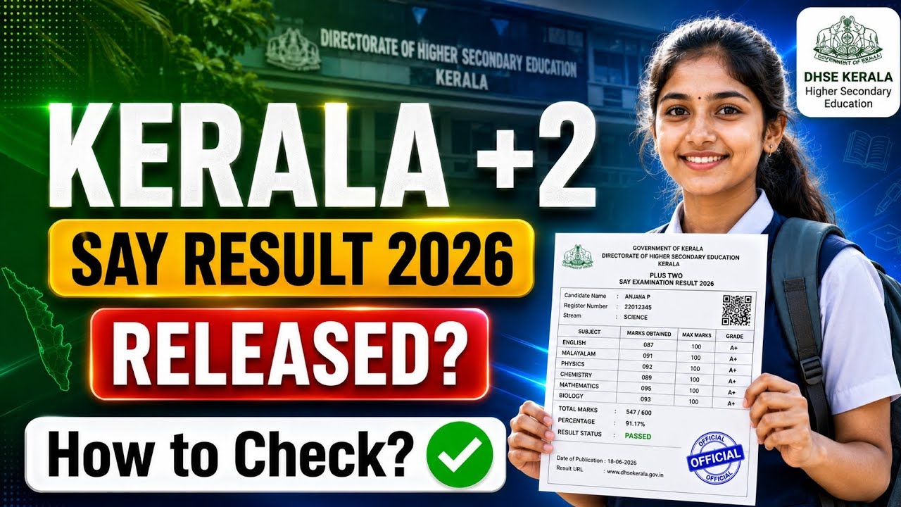 kerala +2 say result 2026 | kerala dhse say result 2026