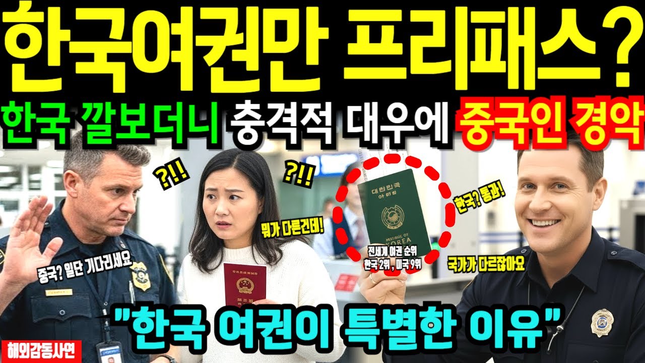 [해외감동사연] 한국 여권 프리패스, 중국 여권 소지자는 7시간 대기! 충격적 차별 대우에 중국인 경악
