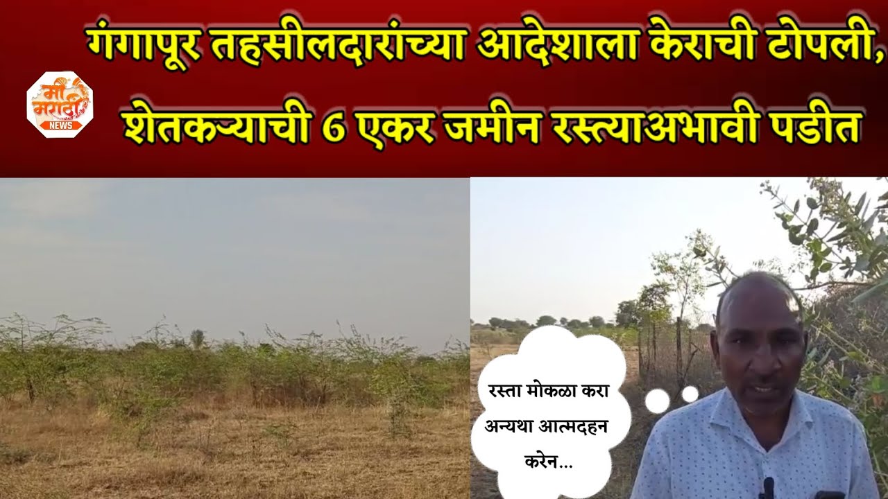 Gangapur ||तहसीलदारांच्या आदेशाला केराची टोपली, शेतकऱ्याची 6 एकर जमीन रस्त्याअभावी पडीत ...*