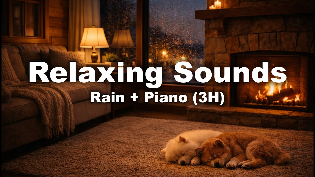 비 오는 밤 - 벽난로 별장 🌧️ 피아노 & 빗소리 Rainy Fireplace Cabin | Rain Sounds & Soft Piano (3 Hours)