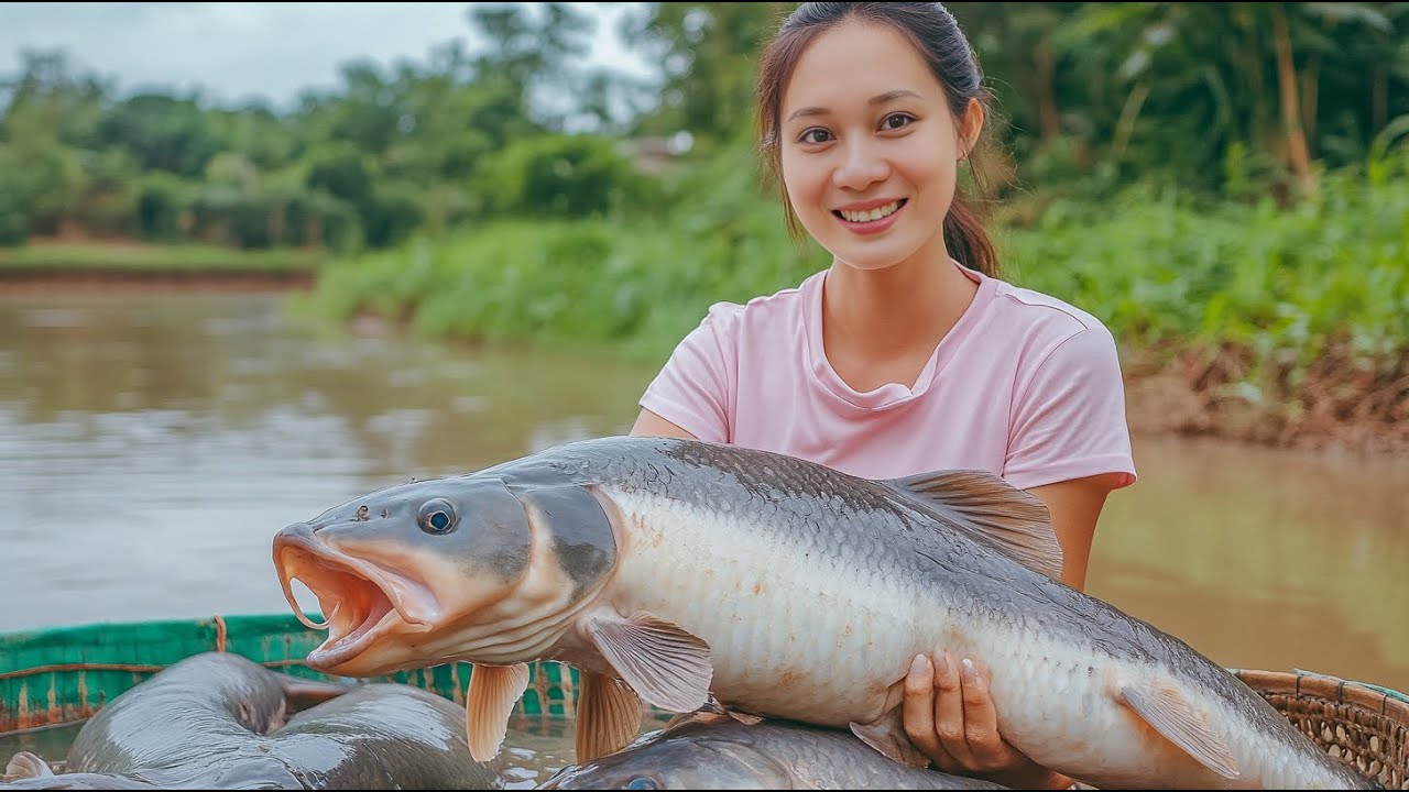 Green Life: 72 Hours Hunting Giant Catfish in the Pond & Harvesting Fresh Bananas for Market!