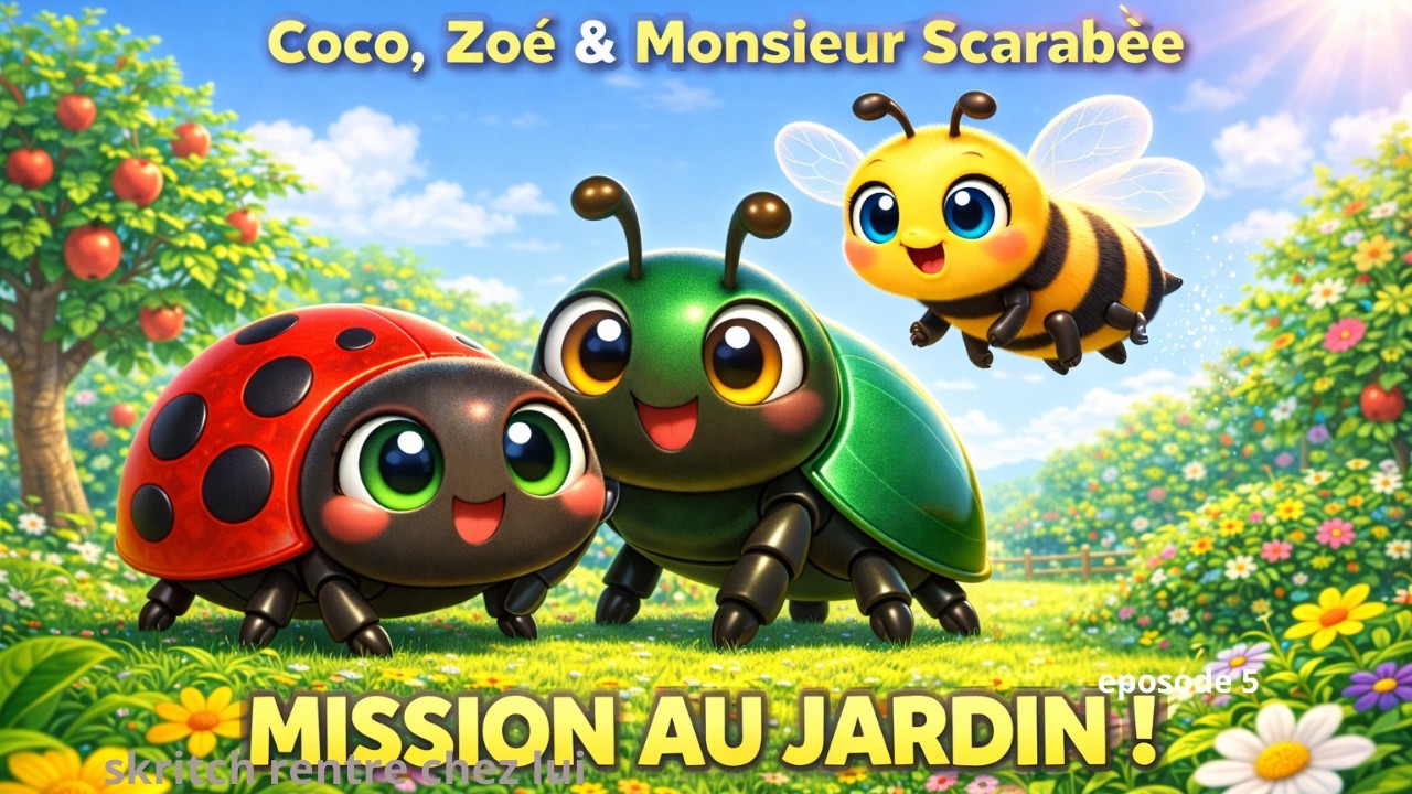 Coco ,Zoé et Monsieur Scarabée / Leur Mission au Jardin /Chanson cartoon  pour enfants