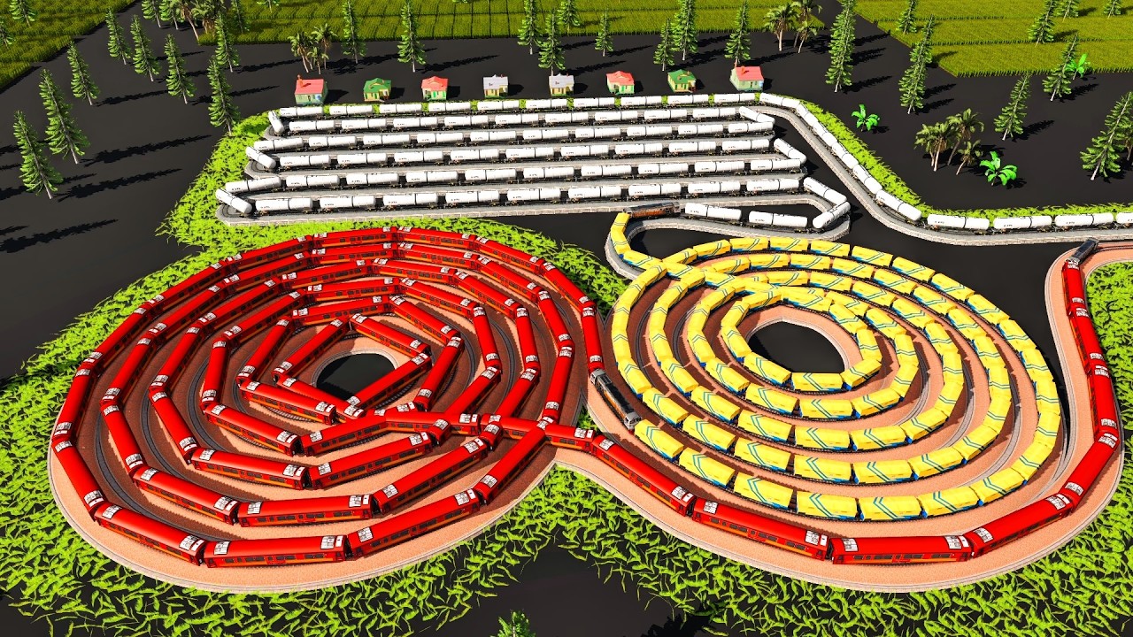 Labyrinthine Rail Track With 2 Giant Twin Spirals🚦Intricate U-Turn Train Track🚂Trainz Simulator 2019