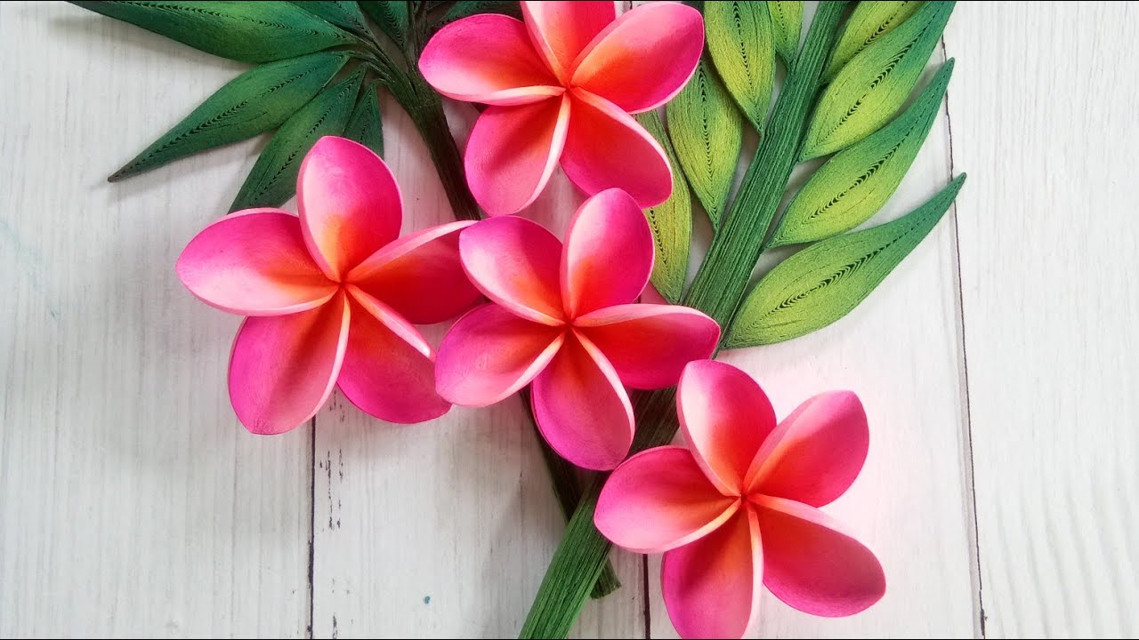 How To Make Quilling Flower(Pink Plumeria) [Quilling Flower Tutorial [DIY [Paper Quilling