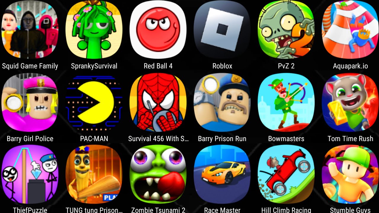 Police Girl Prison Run,Roblox,Tung Tung Tung Sahur,Plants Vs Zombies 2,Squid Game Family,Aquapark.io