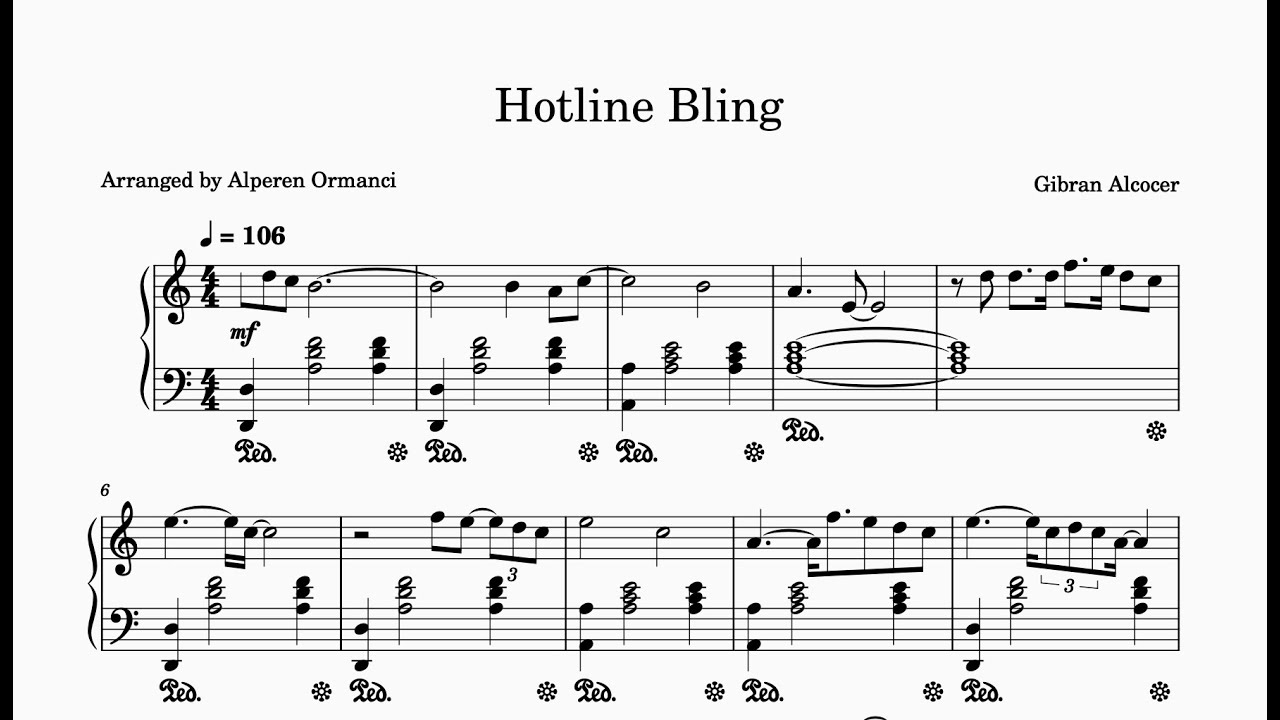 Hotline Bling - Gibran Alcocer - Piano Sheets