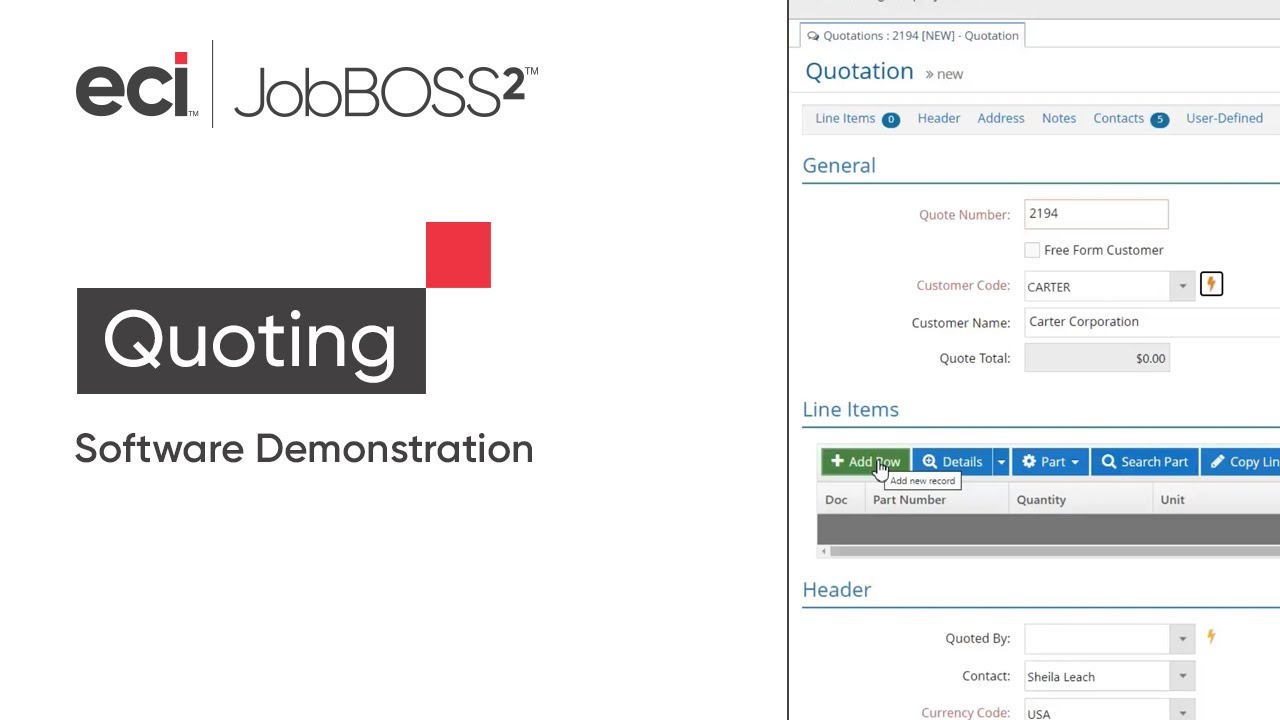 Quoting with JobBOSS&sup2; Software