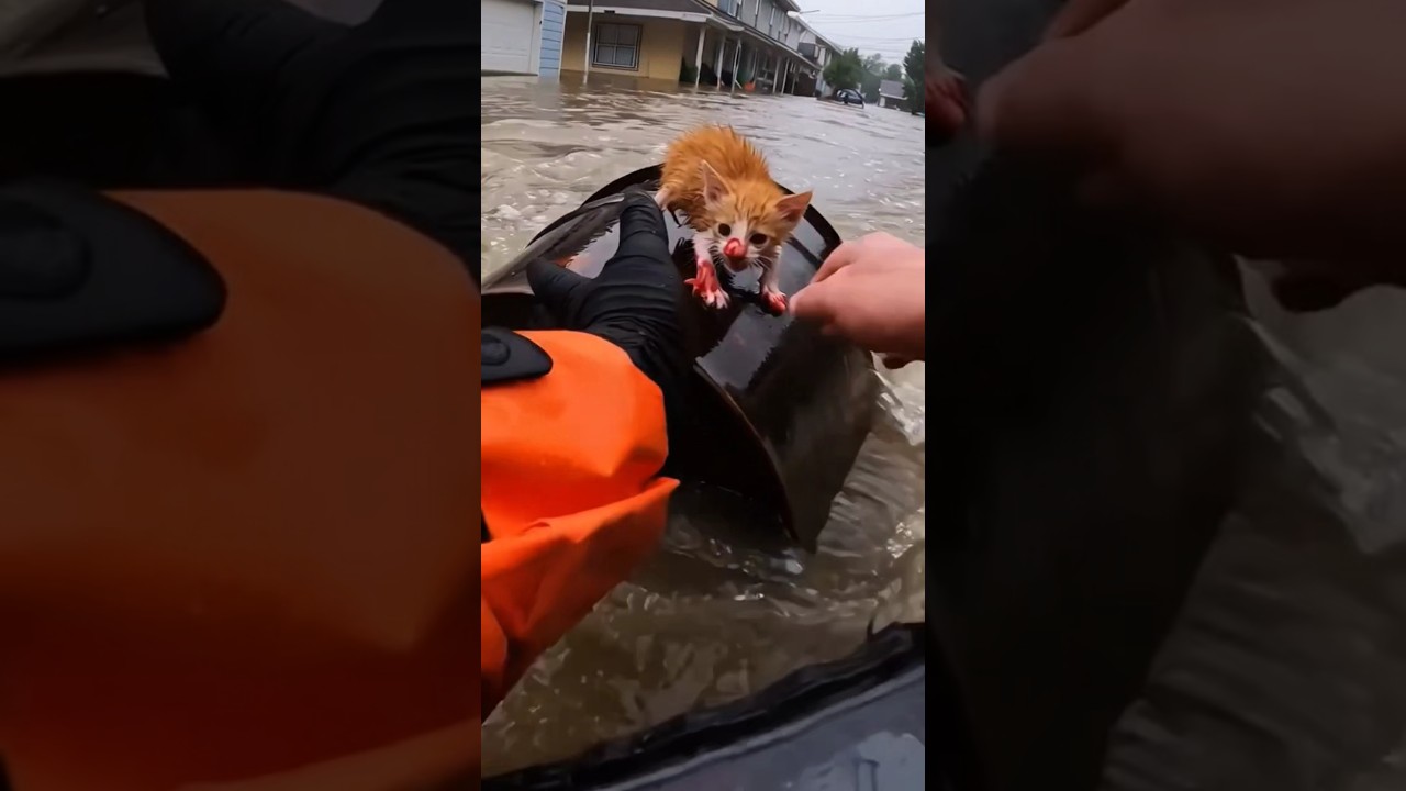 rescue injury cat during a havey flood 😿💔