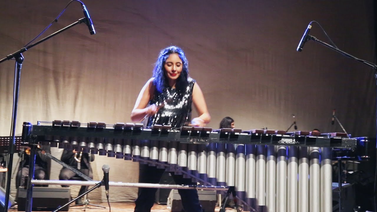Playing the marimba at the National Museum of Egyptian Civilization