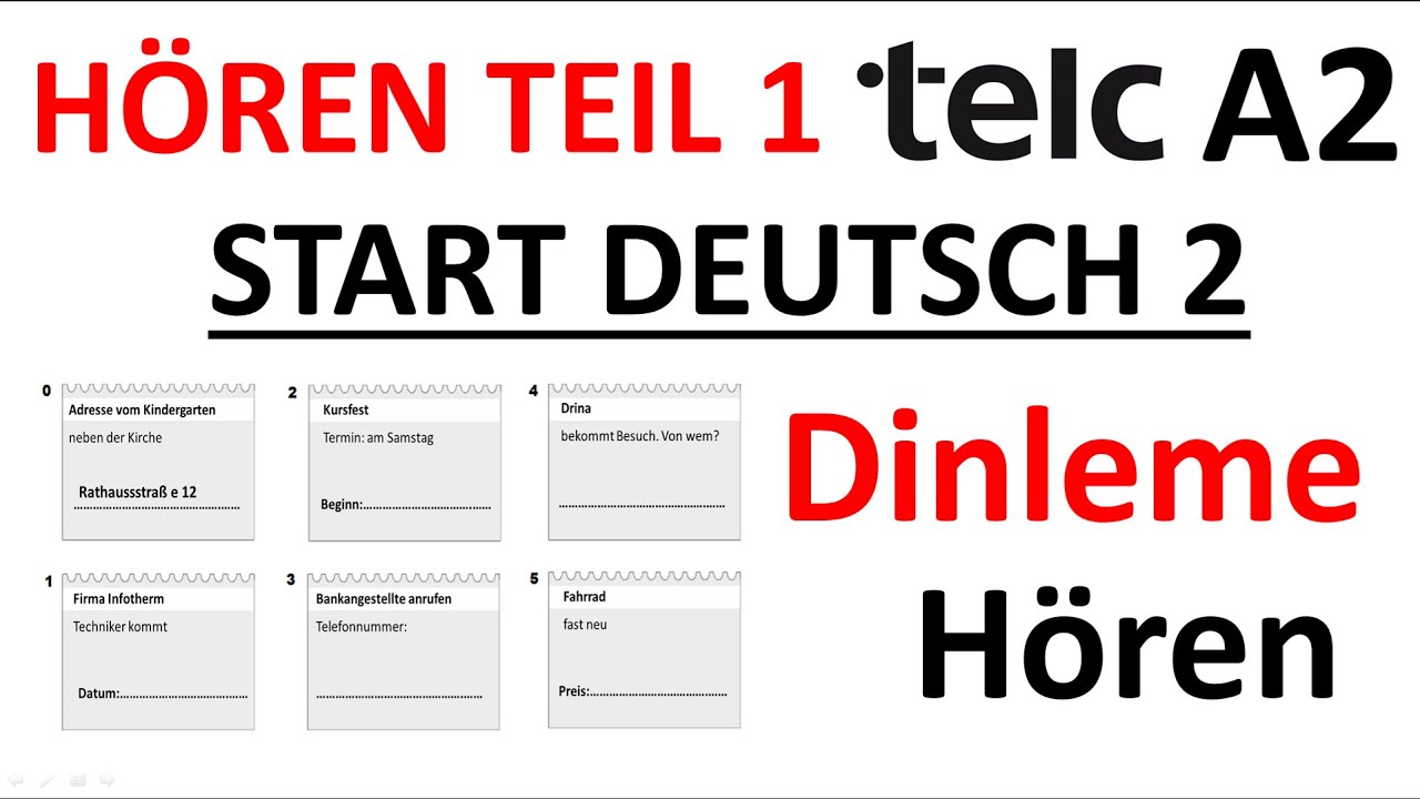 Telc A2 Deutsch Start 2 Hören Teil 1/Dinleme 1. Bölüm Deutsch-Almanca A2 Prüfung-Sınav #telc #telca2