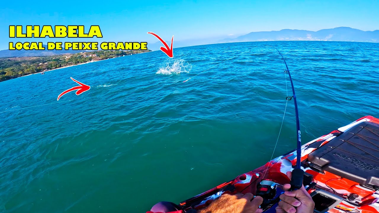 PEGUEI UM PEIXE MUITO GRANDE EM ILHABELA | Pescaria de Caiaque.