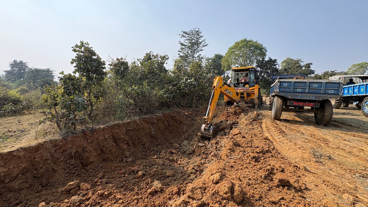 Real site JCB work with heavy digging and skilled operator performance in action