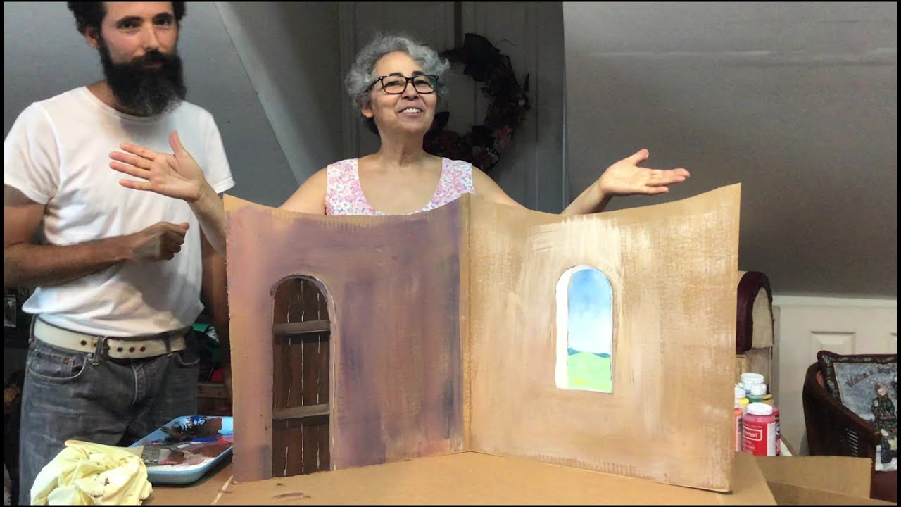 Cenário de quarto para história com bonecos feito de papelão- passo a passo