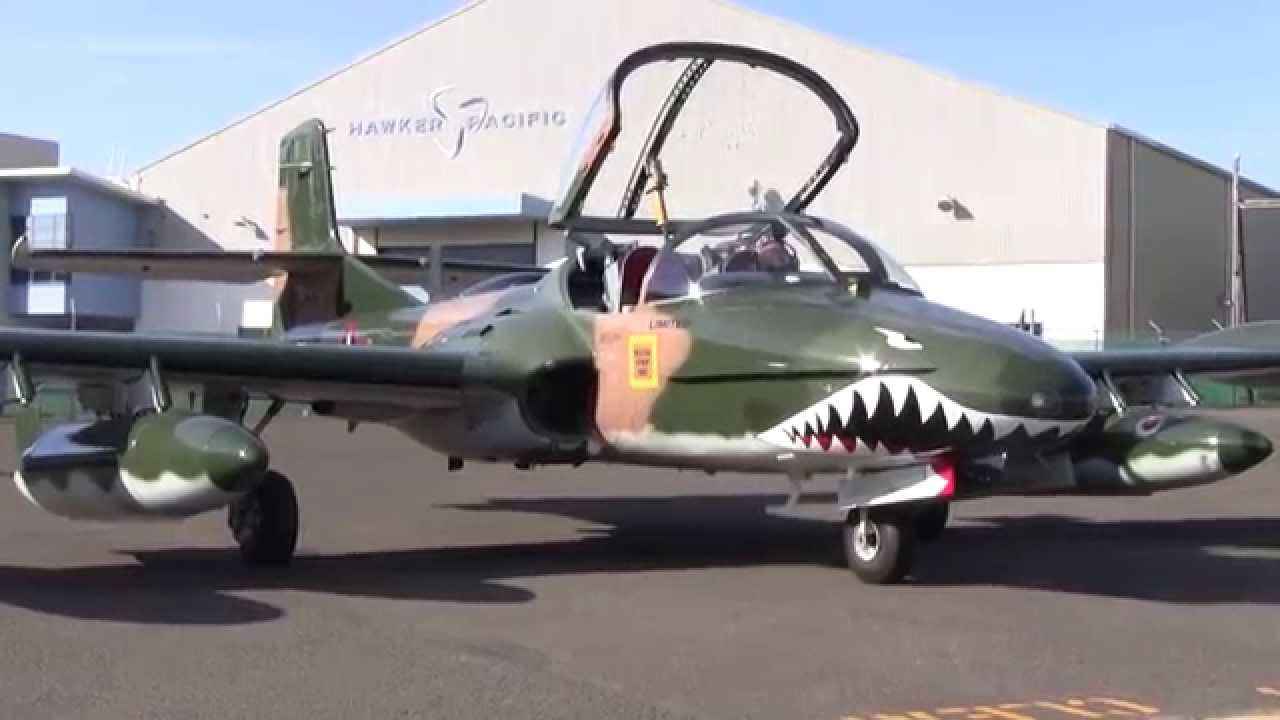 Cessna A-37B Dragonfly jet engine start up very close HD