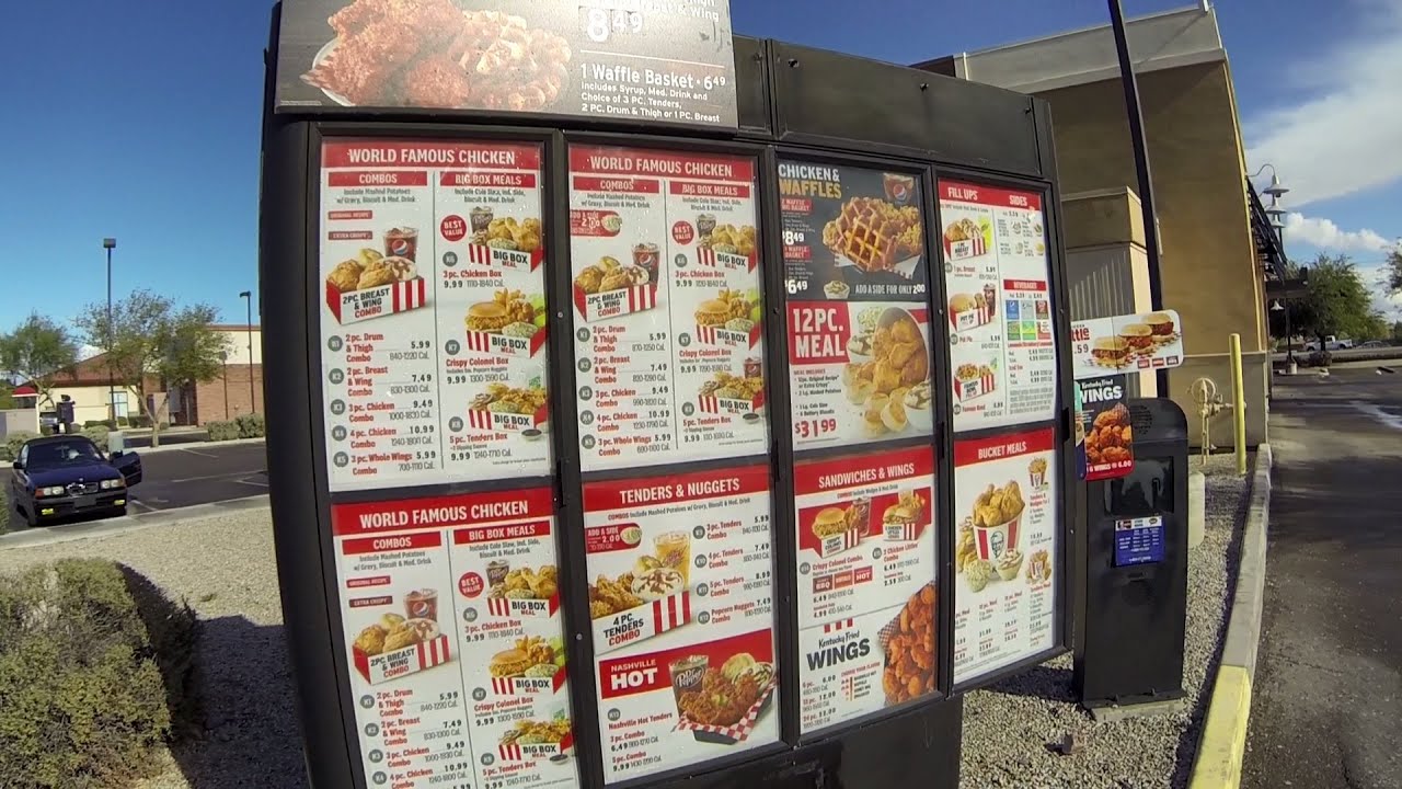 KFC drive-thru for Crispy Colonel Chicken Sandwich & 3 Piece Big Box, Cole Slaw, Mashed GP026321 GFH