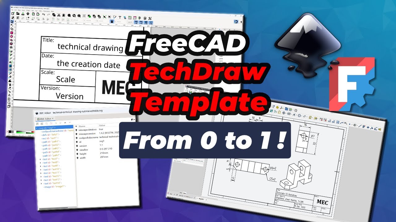 Как создать шаблон технического чертежа FreeCAD с помощью Inkscape