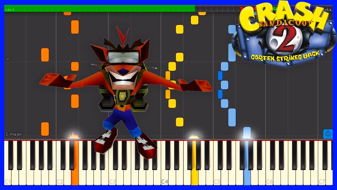 Title Theme - Crash Bandicoot 2 [Piano Tutorial] Synthesia MIDI ♫ クラッシュ・バンディクー2 コルテックスの逆襲! ピアノ
