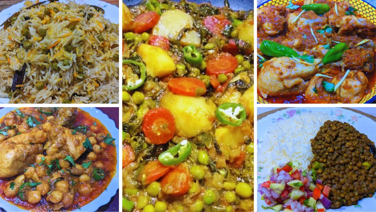 Budget Friendly Lunch Recipes l Matar Pulao l Murgh Cholay l Mix Sabzi l Chicken Karahi  l kali Dal