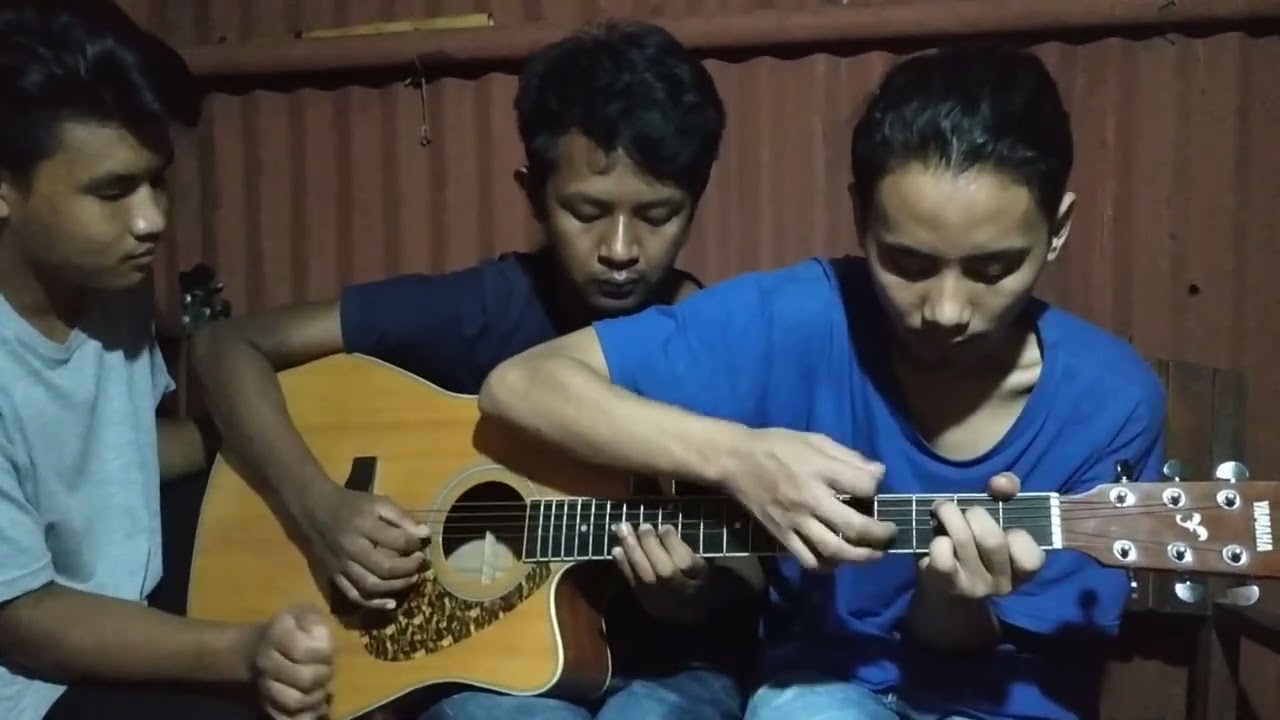 Resham firiri guitar cover. 3 boys playing  one guitar. 