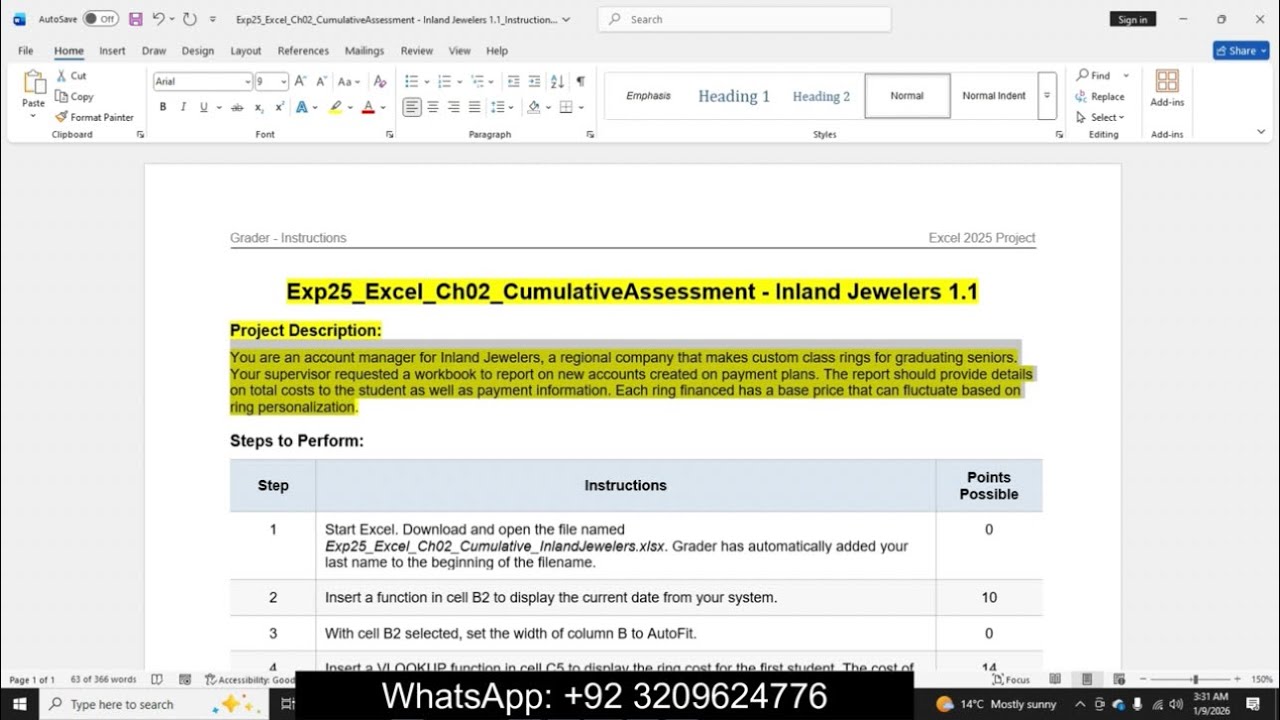 Exp25_Excel_Ch02_CumulativeAssessment &ndash; Inland Jewelers 1.1Exp25 Excel | MyITLab Solution 