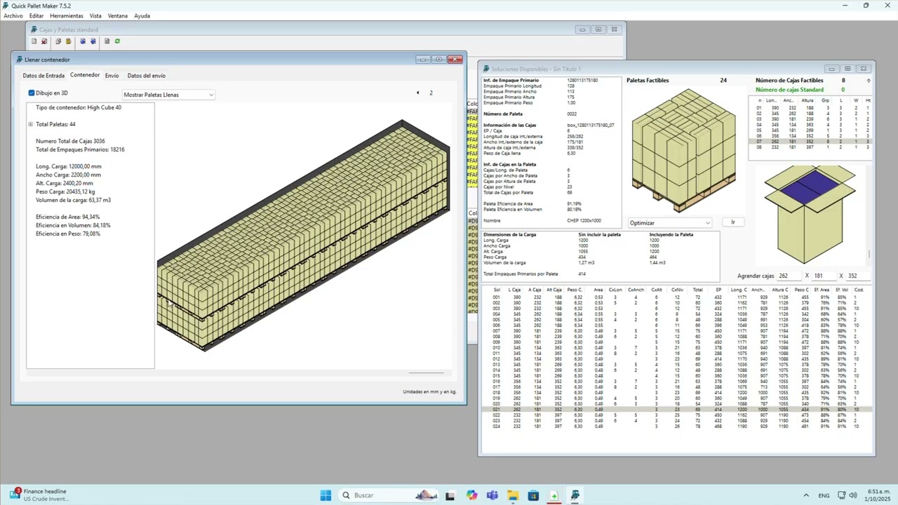 [Spanish] Ejemplo de Quick Pallet Maker 227 - Paletas en Contenedores