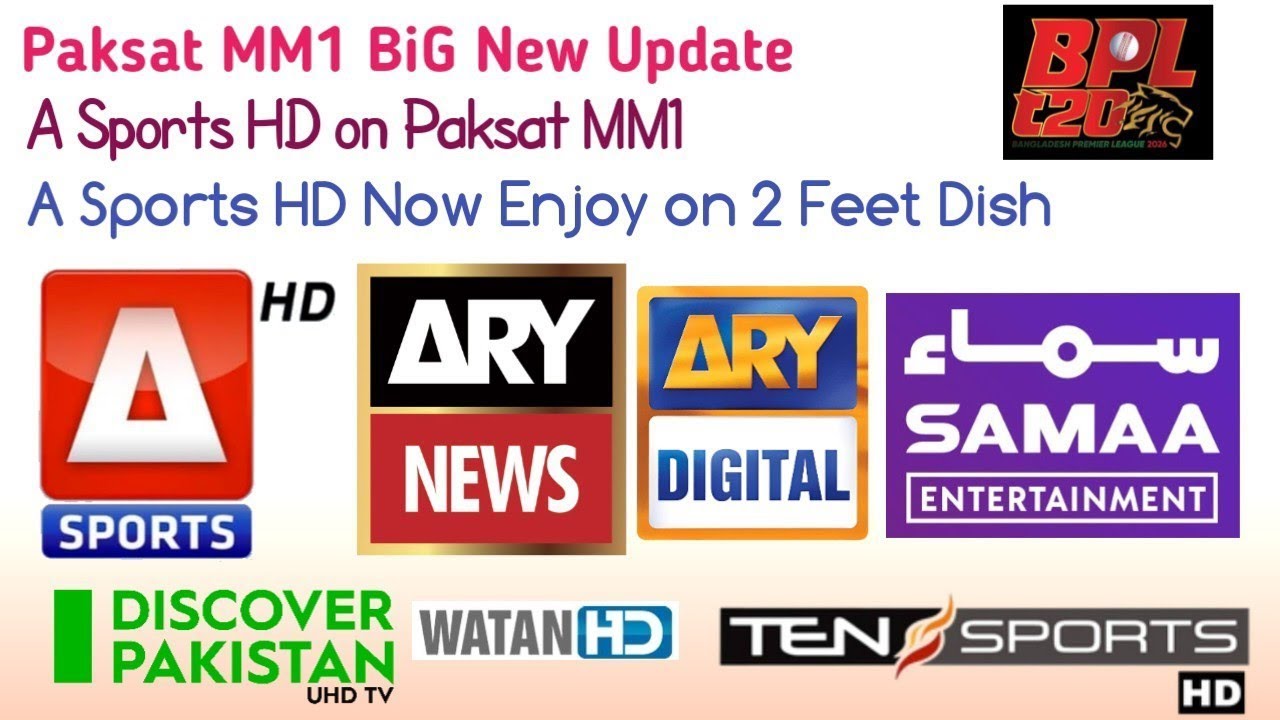 Paksat MM1 BiG New Update|A Sports HD on Paksat MM1 38.2E|A Sports HD Received on 2 Feet Dish 