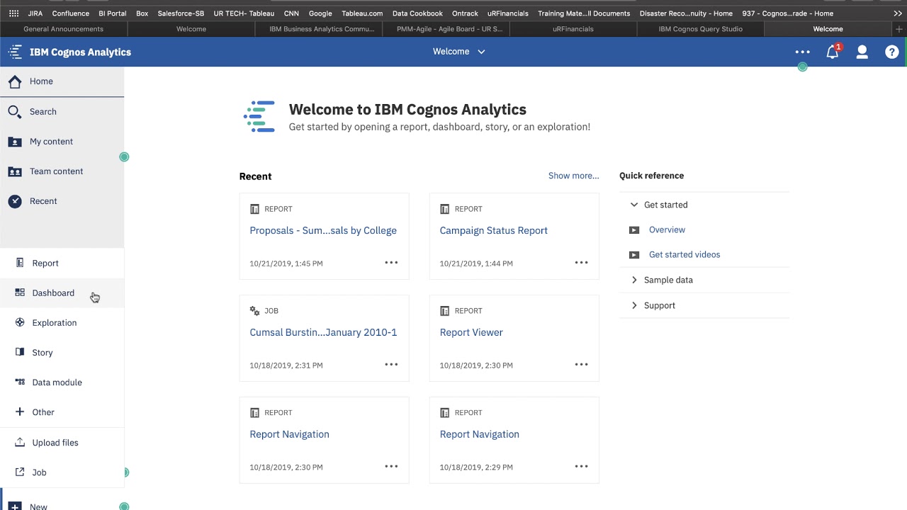 Intro to Cognos 11-Navigation