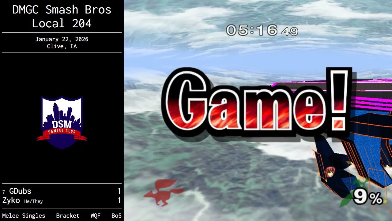 GDubs vs Zyko – DMGC Smash Bros Local 204 – Winners Quarter–Final