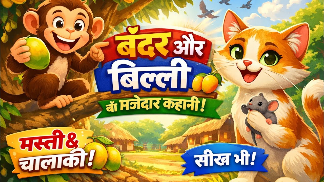 बंदर और बिल्ली की मजेदार कहानी | Moral Stories | Animals Cartoon Stories #moralstories 