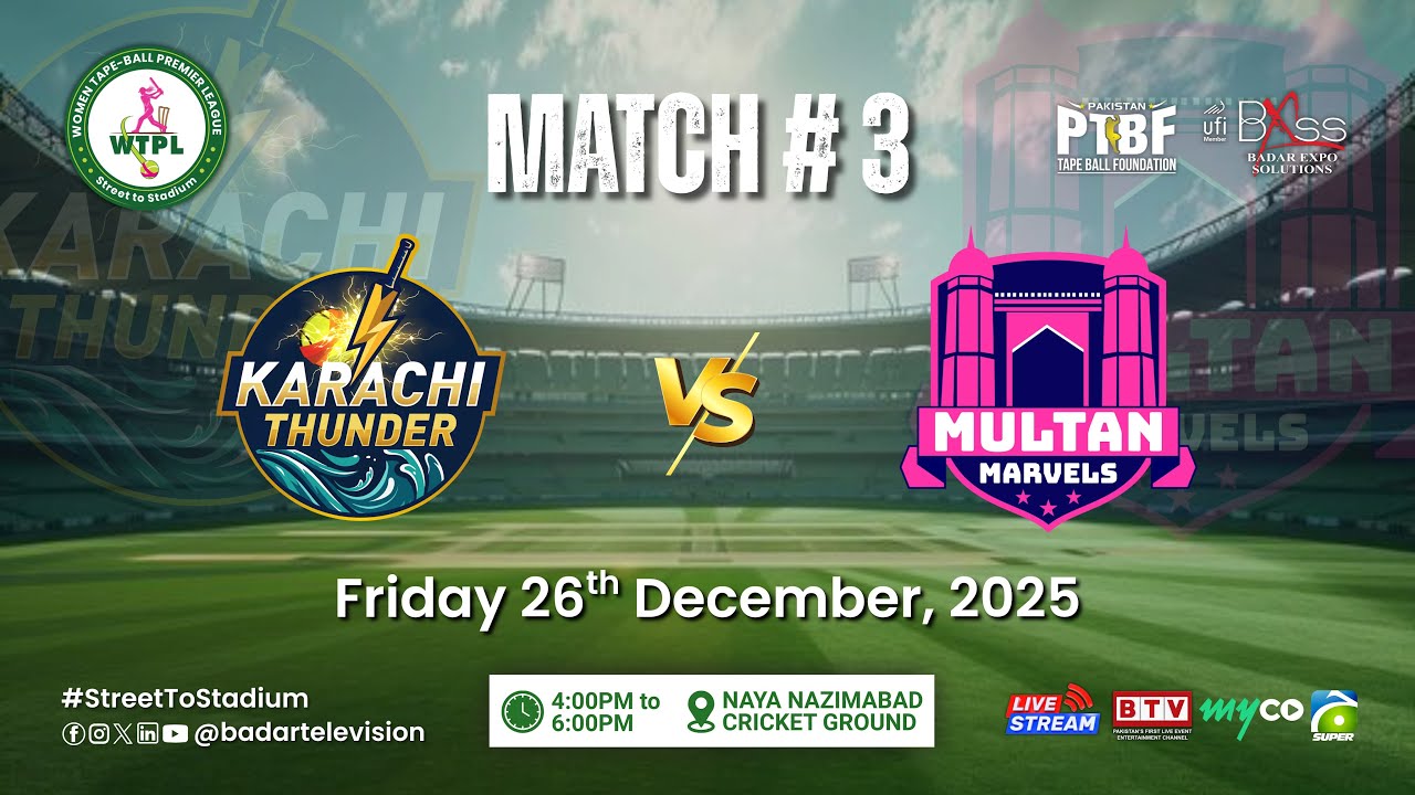 LIVE | Karachi Thunder vs Multan Marvels | Match - 03 | WTPL | 26 December 2025