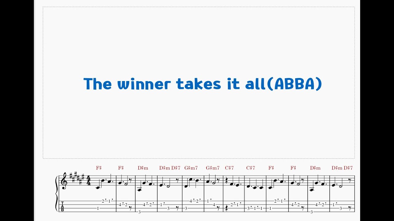ABBA 674/The winner takes it all/Ukulele music score 우쿨렐레 악보