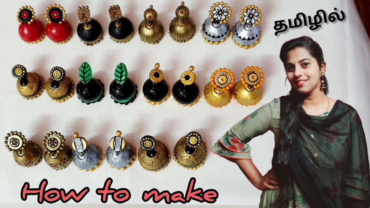 how to make 10  simple terracotta jimikki kammal ?/ Terracotta jimikki kammal making