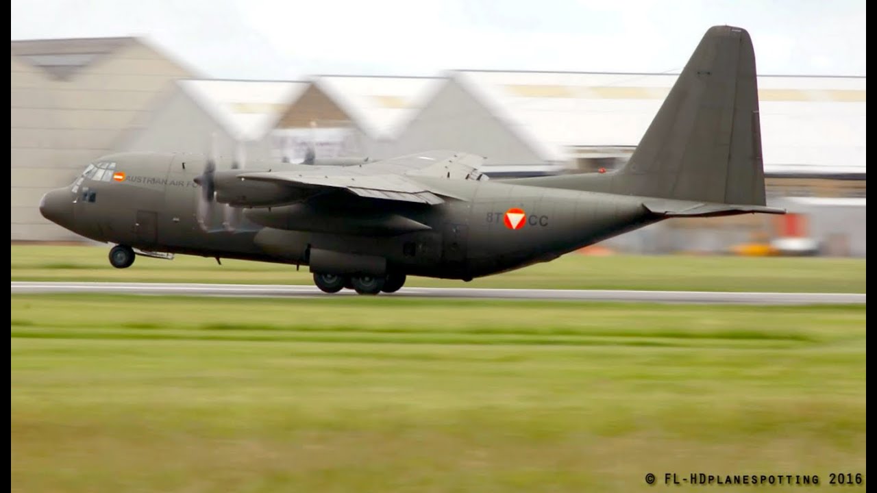 Austrian Air Force Lockheed C130K Hercules Takeoff & Landing at Cambridge
