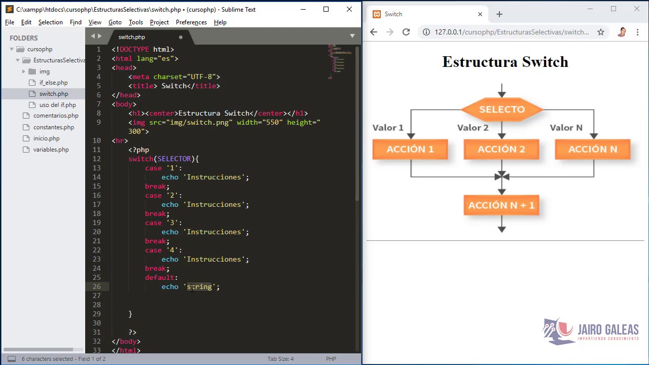 Como se usa la estructura switch en php