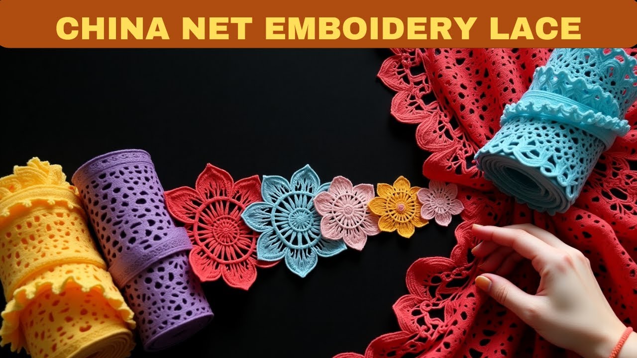 "Latest China Embroidery Sequence Lace | Multi-Color Fancy Laces for Dresses & DIY | 2025 Trend"