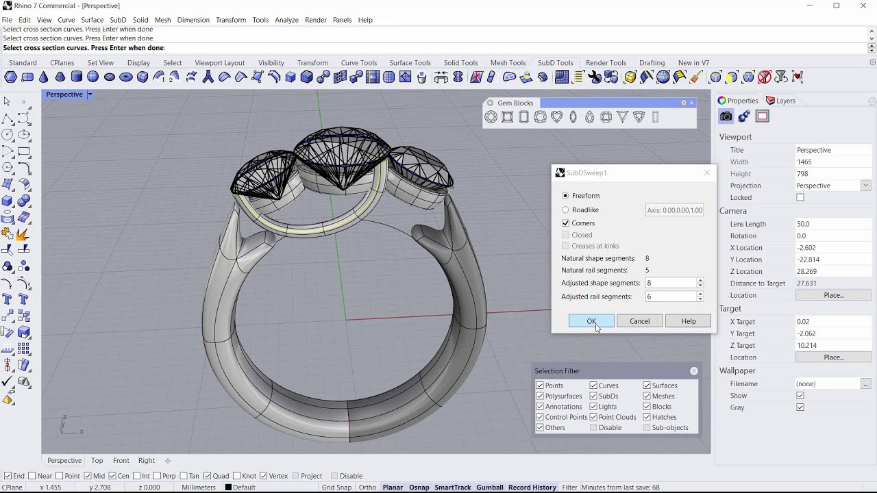 How to Make a Trellis Ring using Rhino's SubD Tools
