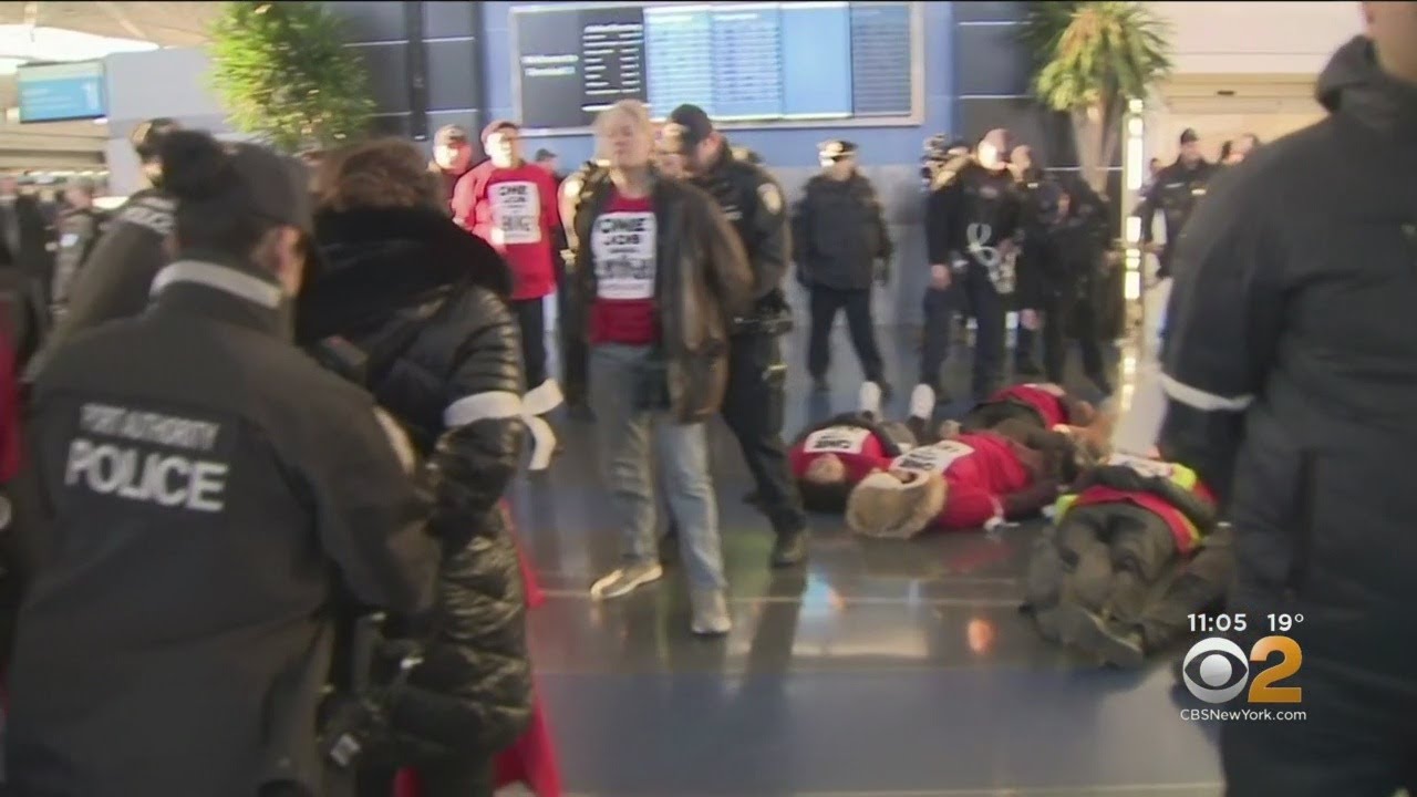 Airline Catering Workers Rally At JFK Airport, 34 Arrested