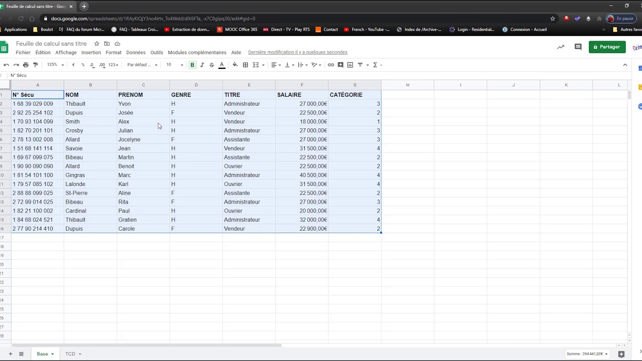 Google Sheets  - Tableau Croisé Dynamique