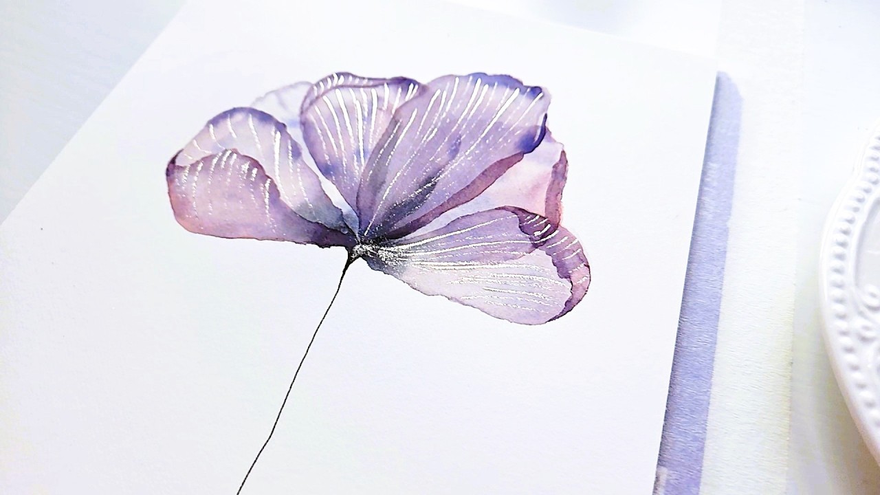 How to Paint Transparent Watercolor Flower: smoky layered silk flower tutorial