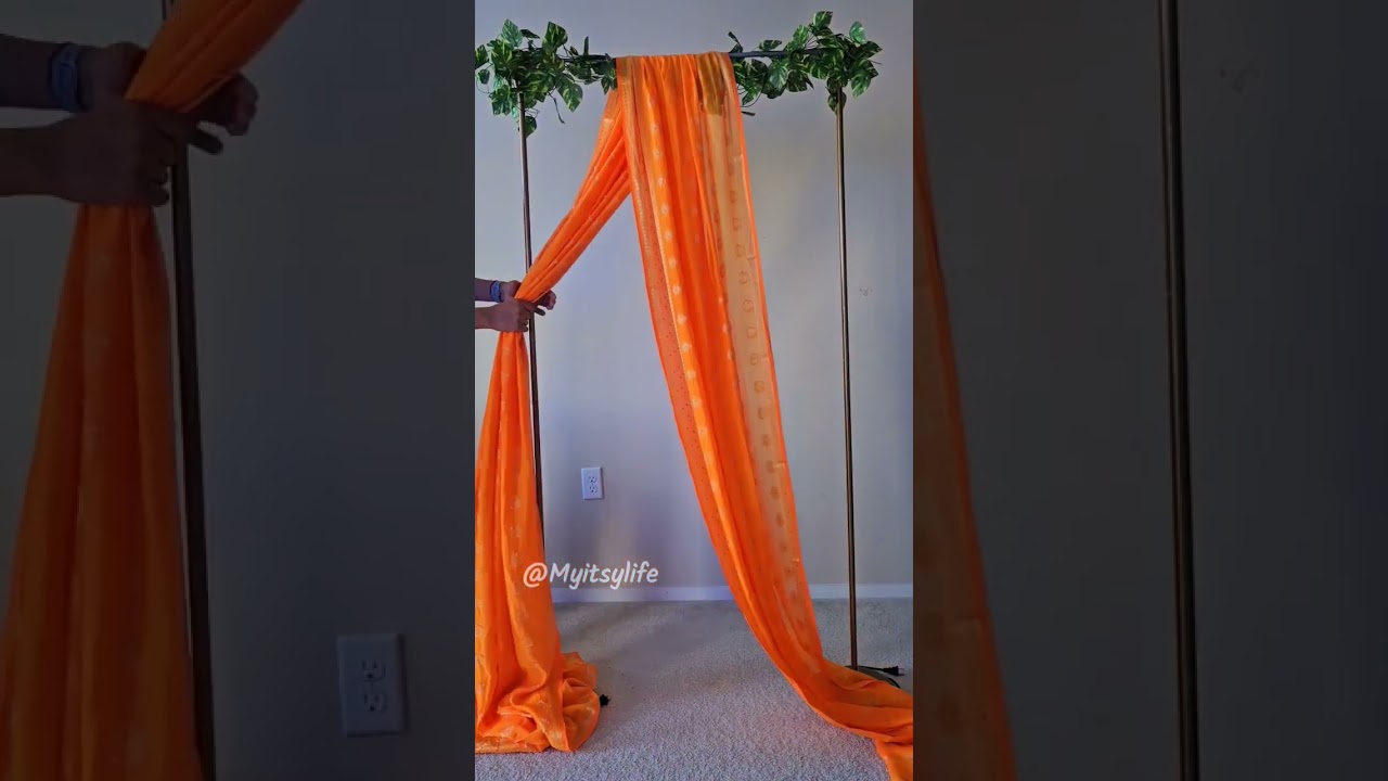 Quick and easy backdrop using saree and floor lamp 