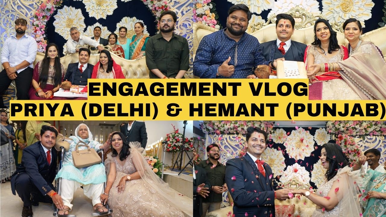 Priya & Hemant Engagement Vlog | Rudrakshaa Banquet Vaishali Metro Station | ROJA Couple Family