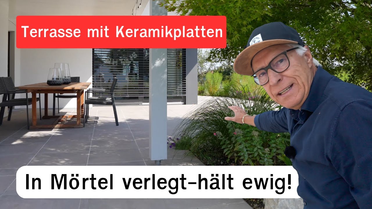 Terrasse selber bauen mit Keramikplatten | fest verlegt auf Mörtel!