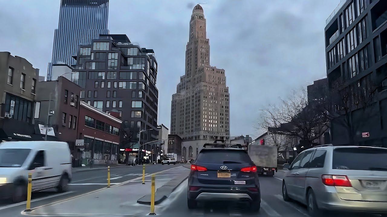 Park Slope, Brooklyn New York, Morning Drive Downtown Brooklyn And GWB.