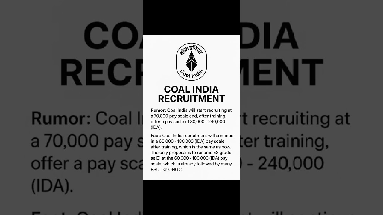 Coal india Limited entry level pay scale Rumour 
